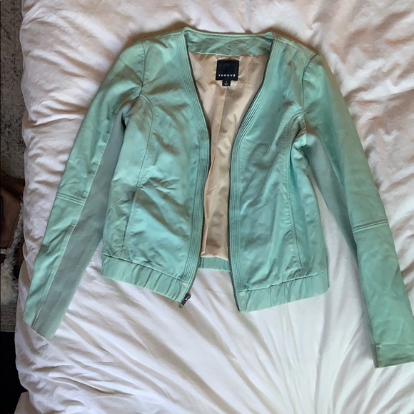TROUVE Mint Leather Bomber - Picture 1 of 6